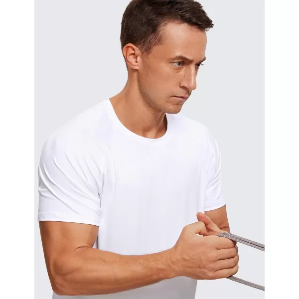 CRZ YOGA Mens Workout Short Sleeve TShirt Quick Dry Gym Athletic Running Stretchy Tee Shirts TopWhite