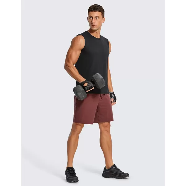 CRZ YOGA Mens Workout Sleeveless Shirt Quick Dry Stretchy Swim Shirts Athletic Gym Running Beach Tank TopBlack