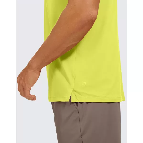 CRZ YOGA Mens Workout Sleeveless Shirt Quick Dry Stretchy Swim Shirts Athletic Gym Running Beach Tank TopLuminous Yellow