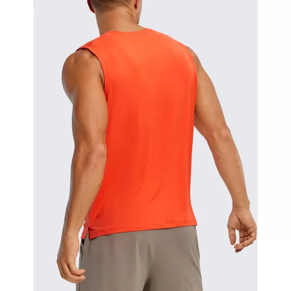 CRZ YOGA Mens Workout Sleeveless Shirt Quick Dry Stretchy Swim Shirts Athletic Gym Running Beach Tank TopMarigold