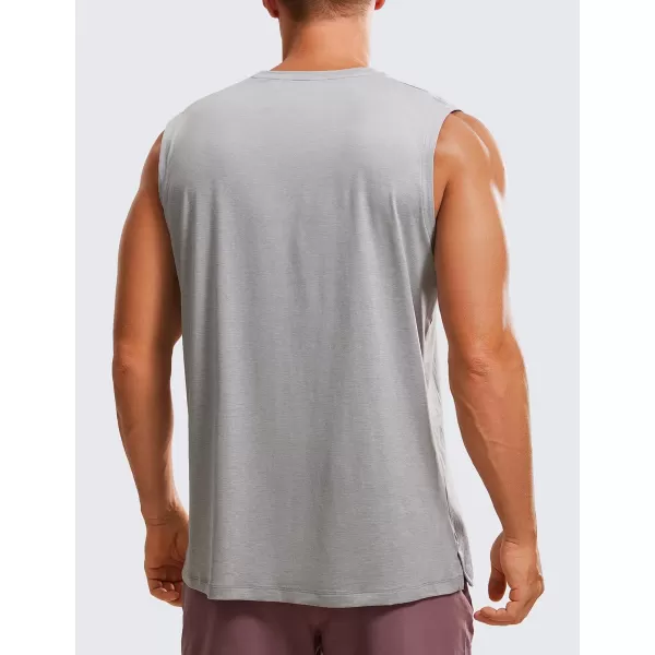 CRZ YOGA Mens Workout Sleeveless Shirt Quick Dry Stretchy Swim Shirts Athletic Gym Running Beach Tank TopSilver Mist