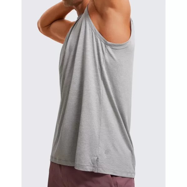 CRZ YOGA Mens Workout Sleeveless Shirt Quick Dry Stretchy Swim Shirts Athletic Gym Running Beach Tank TopSilver Mist