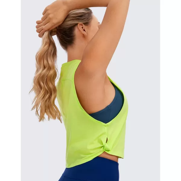 CRZ YOGA Pima Cotton Cropped Tank Tops for Women  Sleeveless Sports Shirts Athletic Yoga Running Gym Workout Crop TopsBright Verdancy