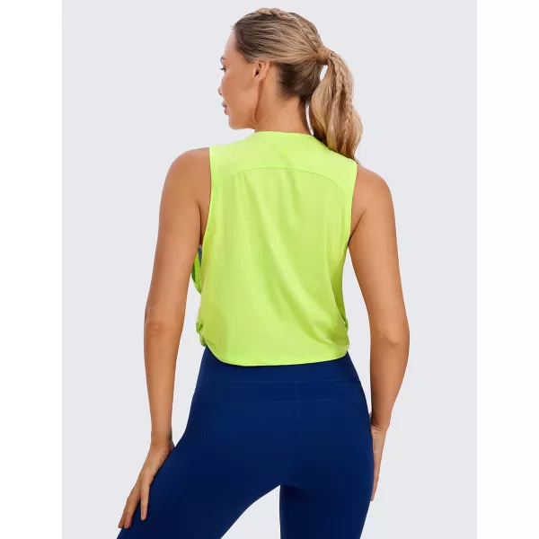 CRZ YOGA Pima Cotton Cropped Tank Tops for Women  Sleeveless Sports Shirts Athletic Yoga Running Gym Workout Crop TopsBright Verdancy