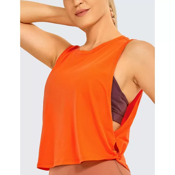 CRZ YOGA Pima Cotton Cropped Tank Tops for Women  Sleeveless Sports Shirts Athletic Yoga Running Gym Workout Crop TopsDeep Armholecoral