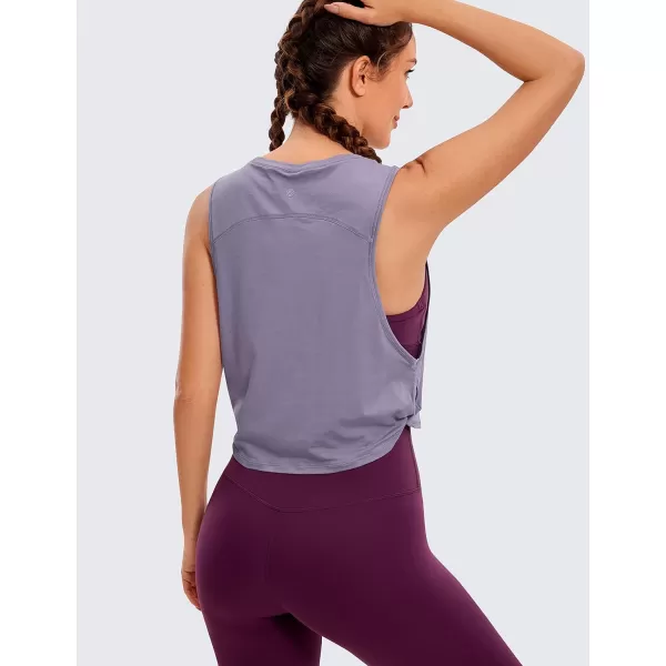 CRZ YOGA Pima Cotton Cropped Tank Tops for Women  Sleeveless Sports Shirts Athletic Yoga Running Gym Workout Crop TopsLavender Gray