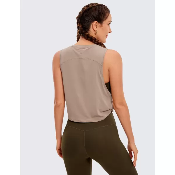 CRZ YOGA Pima Cotton Cropped Tank Tops for Women  Sleeveless Sports Shirts Athletic Yoga Running Gym Workout Crop TopsMortar Color