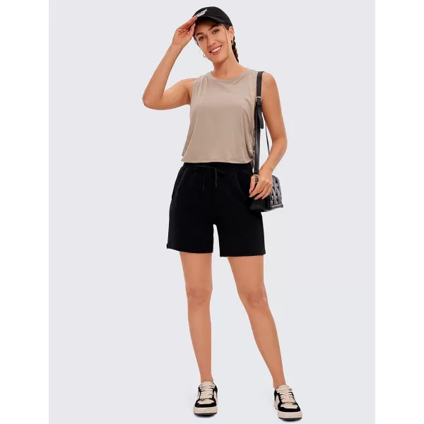CRZ YOGA Pima Cotton Cropped Tank Tops for Women  Sleeveless Sports Shirts Athletic Yoga Running Gym Workout Crop TopsMortar Color