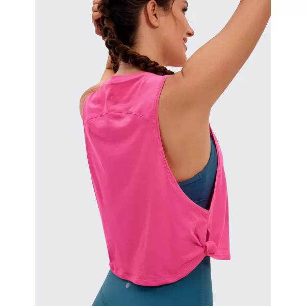 CRZ YOGA Pima Cotton Cropped Tank Tops for Women  Sleeveless Sports Shirts Athletic Yoga Running Gym Workout Crop TopsSonic Pink