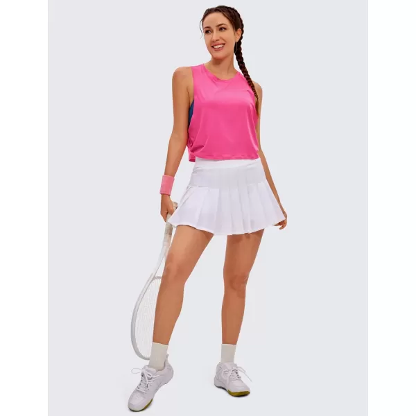 CRZ YOGA Pima Cotton Cropped Tank Tops for Women  Sleeveless Sports Shirts Athletic Yoga Running Gym Workout Crop TopsSonic Pink