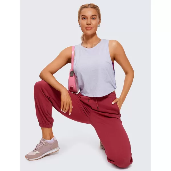 CRZ YOGA Pima Cotton Cropped Tank Tops for Women  Sleeveless Sports Shirts Athletic Yoga Running Gym Workout Crop TopsViolet Ash