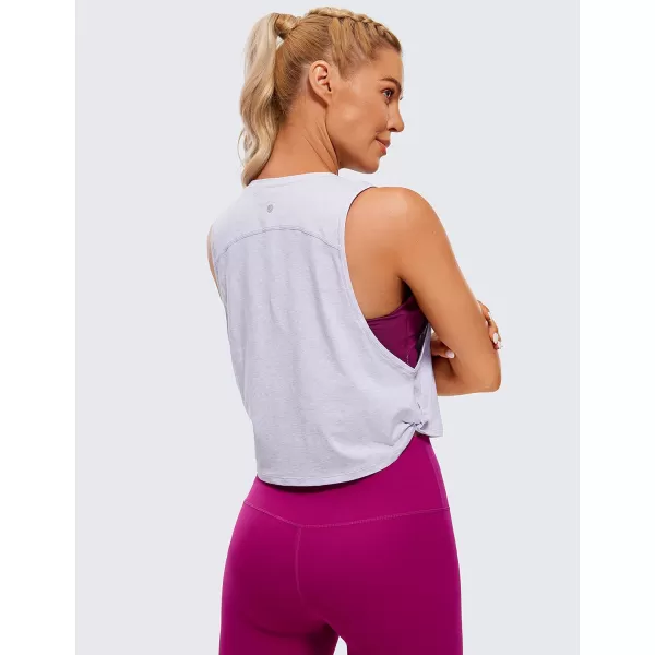 CRZ YOGA Pima Cotton Cropped Tank Tops for Women  Sleeveless Sports Shirts Athletic Yoga Running Gym Workout Crop TopsViolet Ash