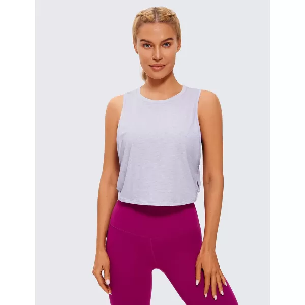 CRZ YOGA Pima Cotton Cropped Tank Tops for Women  Sleeveless Sports Shirts Athletic Yoga Running Gym Workout Crop TopsViolet Ash