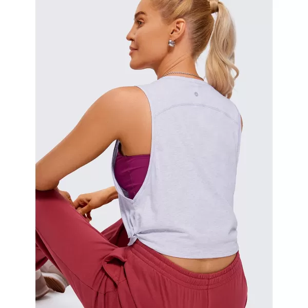 CRZ YOGA Pima Cotton Cropped Tank Tops for Women  Sleeveless Sports Shirts Athletic Yoga Running Gym Workout Crop TopsViolet Ash