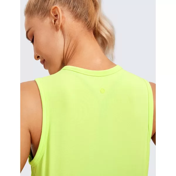 CRZ YOGA Pima Cotton Cropped Tank Tops for Women High Neck Crop Workout Tops Sleeveless Athletic Gym ShirtsBright Verdancy