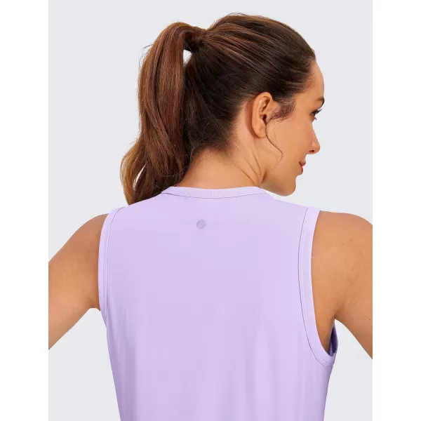 CRZ YOGA Pima Cotton Cropped Tank Tops for Women High Neck Crop Workout Tops Sleeveless Athletic Gym ShirtsElfin Purple