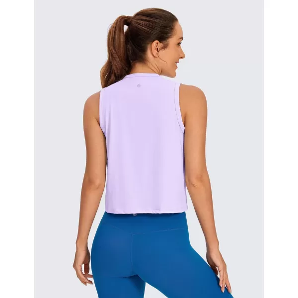 CRZ YOGA Pima Cotton Cropped Tank Tops for Women High Neck Crop Workout Tops Sleeveless Athletic Gym ShirtsElfin Purple