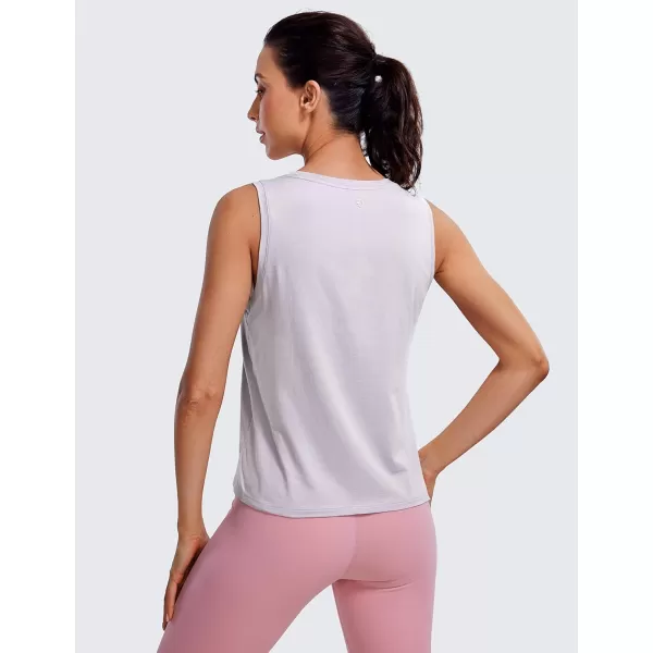 CRZ YOGA Pima Cotton Cropped Tank Tops for Women Workout Crop Tops High Neck Sleeveless Athletic Gym ShirtsIced Iris