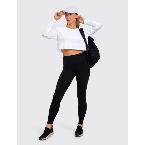 CRZ YOGA Pima Cotton Long Sleeve Shirts for Women Workout Crop Tops Loose Cropped TShirts Athletic Gym ShirtsWhite