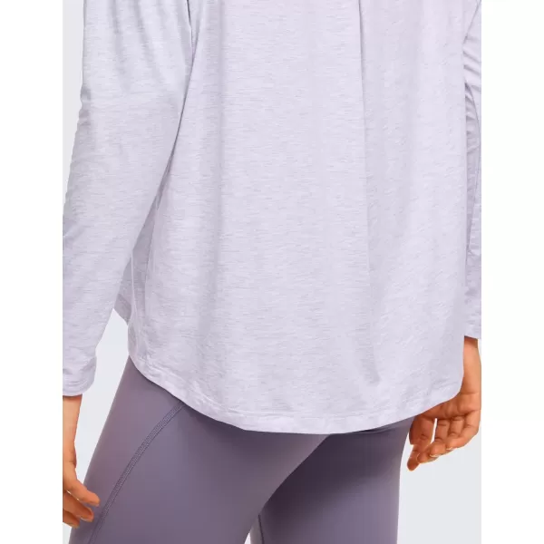 CRZ YOGA Pima Cotton Long Sleeve Workout Shirts for Women Loose Fit Crew Neck Yoga Athletic Tops Casual Fall ShirtViolet Ash