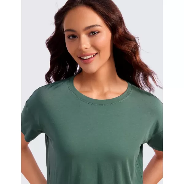 CRZ YOGA Pima Cotton Short Sleeve Workout Tops for Women Loose Basic TShirt Athletic Gym Casual Tee ShirtsGraphite Green