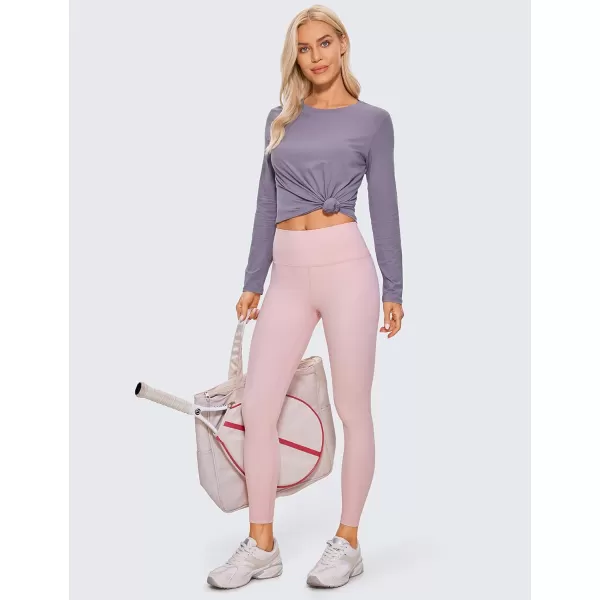 CRZ YOGA Pima Cotton Workout Long Sleeve Shirts for Women Athletic Crewneck Yoga Casual Tops Plain TShirtLavender Gray