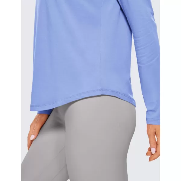 CRZ YOGA Pima Cotton Workout Long Sleeve Shirts for Women Athletic Crewneck Yoga Casual Tops Plain TShirtPeriwinkle Purple