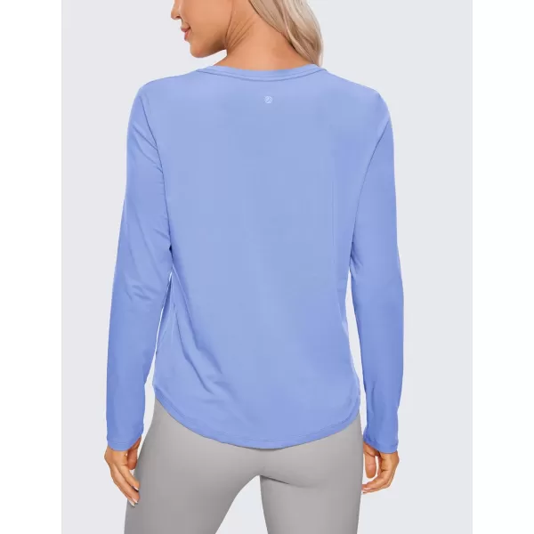 CRZ YOGA Pima Cotton Workout Long Sleeve Shirts for Women Athletic Crewneck Yoga Casual Tops Plain TShirtPeriwinkle Purple