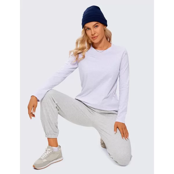 CRZ YOGA Pima Cotton Workout Long Sleeve Shirts for Women Athletic Crewneck Yoga Casual Tops Plain TShirtViolet Ash