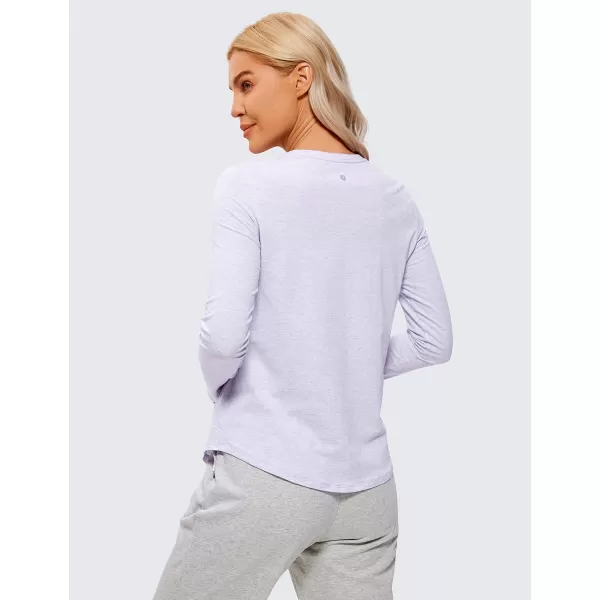 CRZ YOGA Pima Cotton Workout Long Sleeve Shirts for Women Athletic Crewneck Yoga Casual Tops Plain TShirtViolet Ash