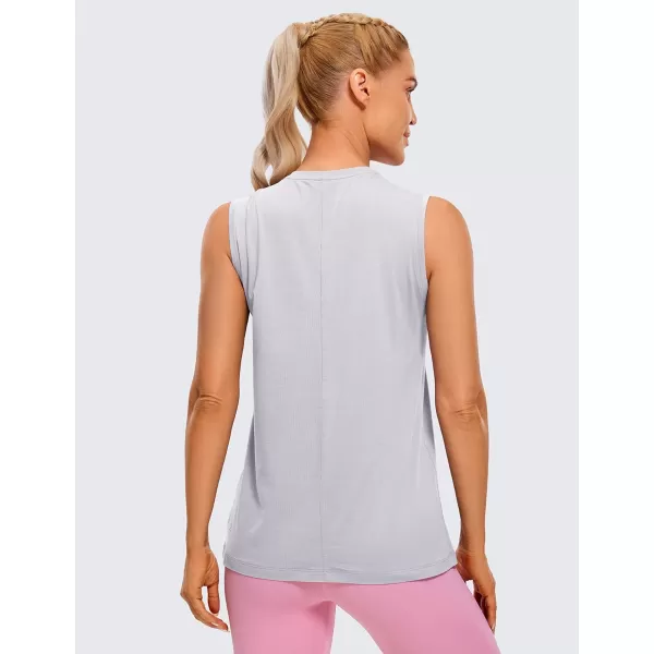 CRZ YOGA Pima Cotton Workout Tank Top for Women Loose Sleeveless Tops High Neck Yoga Tanks Athletic Gym ShirtsIced Iris