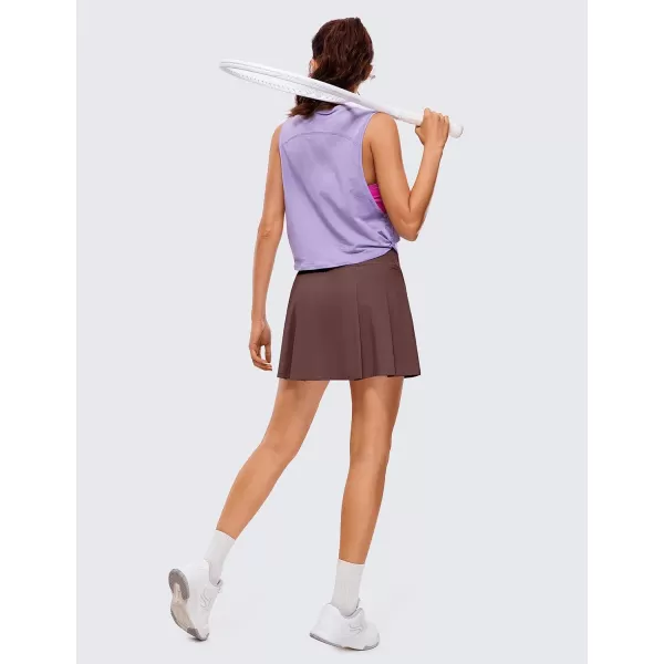 CRZ YOGA Pleated Tennis Skorts Skirts for Women with Pockets 1315  High Waisted Golf Skirts Workout Casual Skirts15 inches Taupe