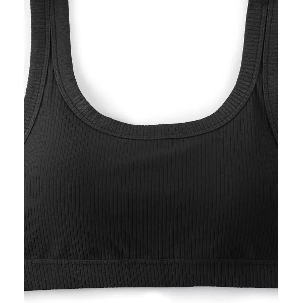 CRZ YOGA Ribbed Sports Bras for Women  U Back Wireless Medium Impact Sports Bra Padded Yoga Workout BraBlack