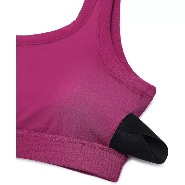 CRZ YOGA Ribbed Sports Bras for Women  U Back Wireless Medium Impact Sports Bra Padded Yoga Workout BraMagenta Purple