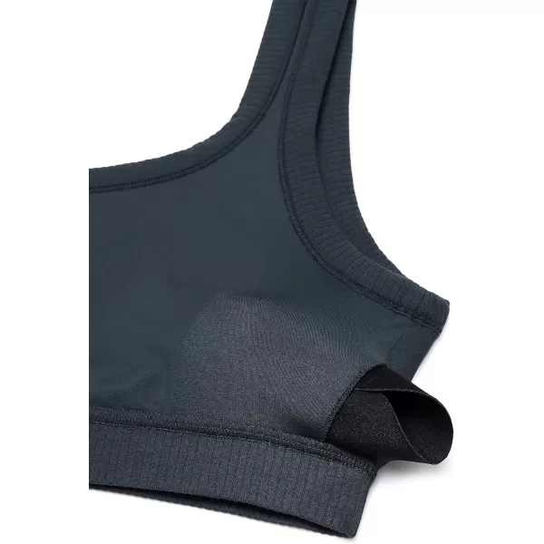 CRZ YOGA Ribbed Sports Bras for Women  U Back Wireless Medium Impact Sports Bra Padded Yoga Workout BraTrue Navy