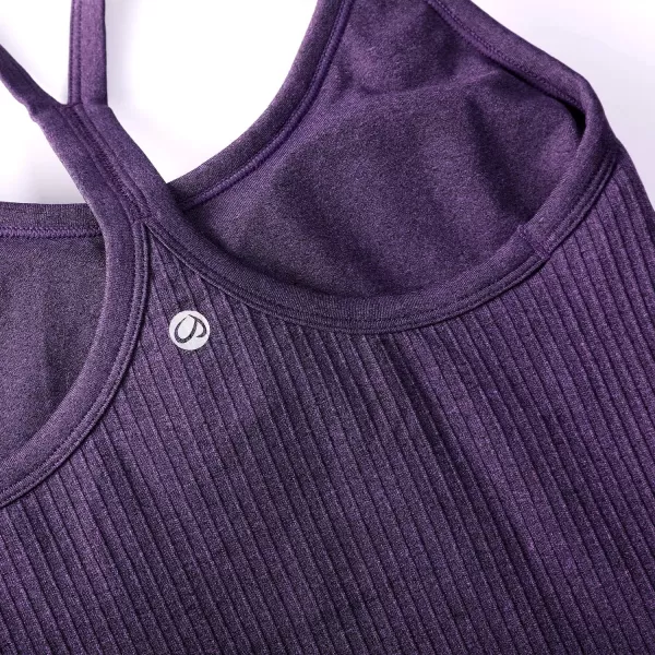 CRZ YOGA Seamless Workout Tank Tops for Women Racerback Athletic Camisole Sports Shirts with Built in BraBerry Purple