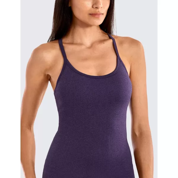 CRZ YOGA Seamless Workout Tank Tops for Women Racerback Athletic Camisole Sports Shirts with Built in BraBerry Purple