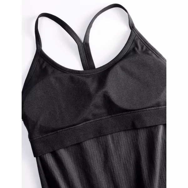 CRZ YOGA Seamless Workout Tank Tops for Women Racerback Athletic Camisole Sports Shirts with Built in BraBlack