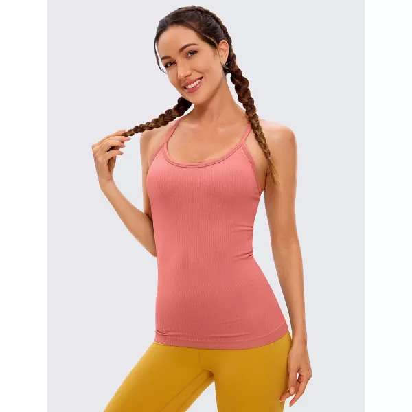 CRZ YOGA Seamless Workout Tank Tops for Women Racerback Athletic Camisole Sports Shirts with Built in BraBriar Rose