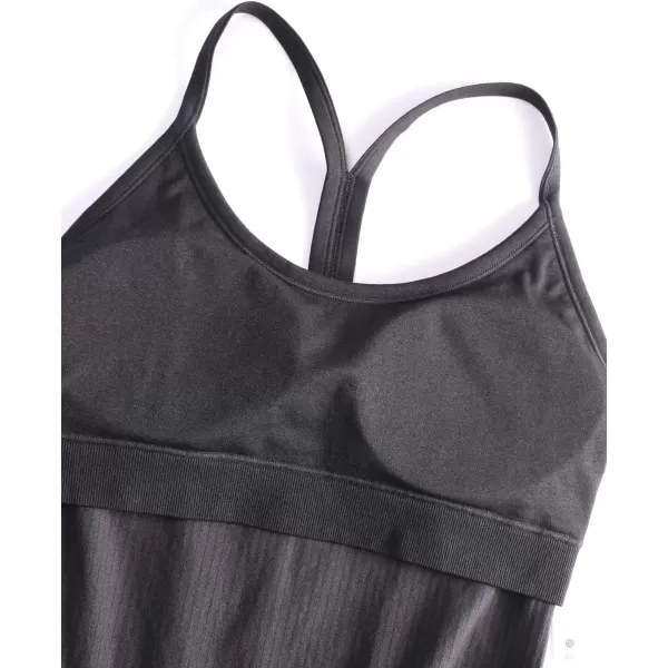 CRZ YOGA Seamless Workout Tank Tops for Women Racerback Athletic Camisole Sports Shirts with Built in BraDark Grey