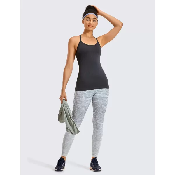 CRZ YOGA Seamless Workout Tank Tops for Women Racerback Athletic Camisole Sports Shirts with Built in BraDark Grey