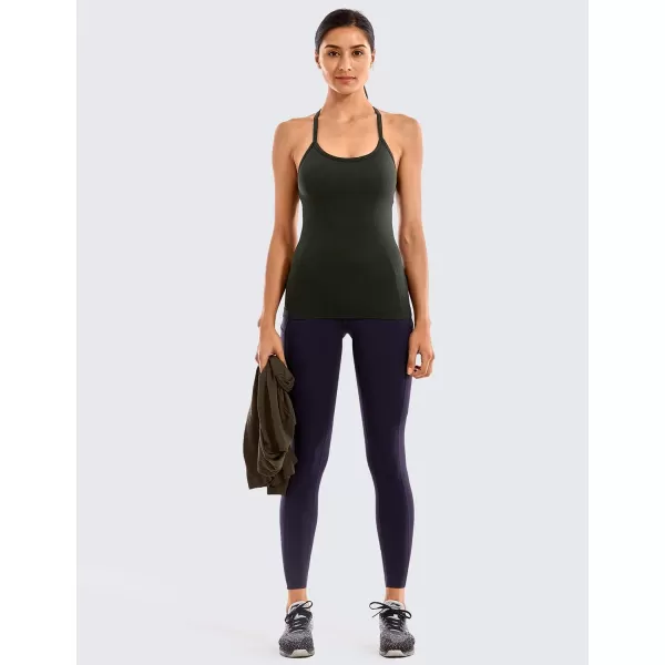 CRZ YOGA Seamless Workout Tank Tops for Women Racerback Athletic Camisole Sports Shirts with Built in BraDark Olive