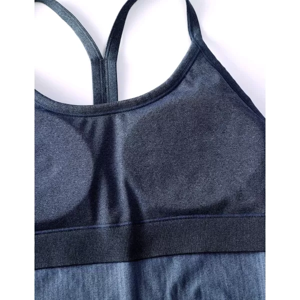 CRZ YOGA Seamless Workout Tank Tops for Women Racerback Athletic Camisole Sports Shirts with Built in BraGrayblue