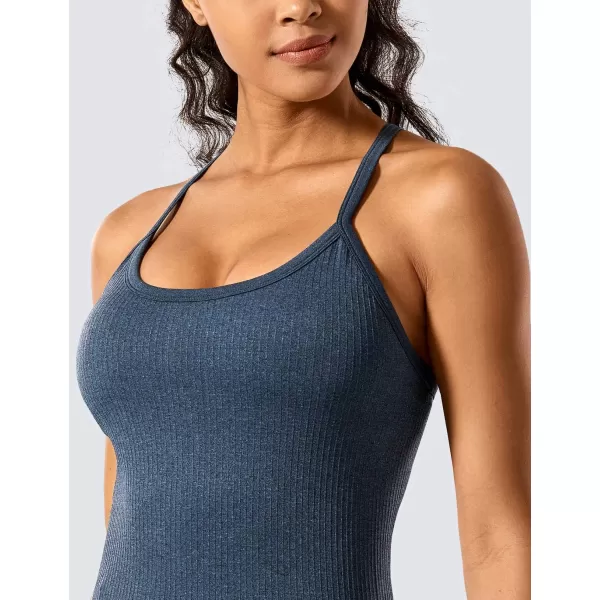 CRZ YOGA Seamless Workout Tank Tops for Women Racerback Athletic Camisole Sports Shirts with Built in BraGrayblue