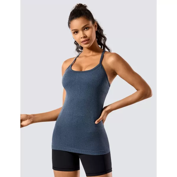 CRZ YOGA Seamless Workout Tank Tops for Women Racerback Athletic Camisole Sports Shirts with Built in BraGrayblue