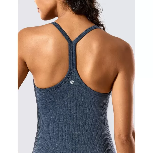 CRZ YOGA Seamless Workout Tank Tops for Women Racerback Athletic Camisole Sports Shirts with Built in BraGrayblue