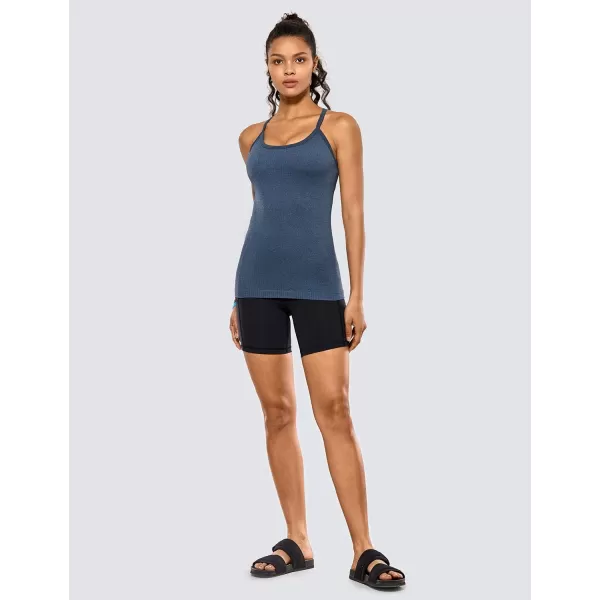 CRZ YOGA Seamless Workout Tank Tops for Women Racerback Athletic Camisole Sports Shirts with Built in BraGrayblue