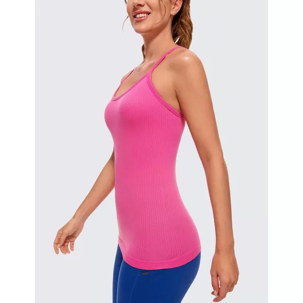 CRZ YOGA Seamless Workout Tank Tops for Women Racerback Athletic Camisole Sports Shirts with Built in BraHibiscus Purple