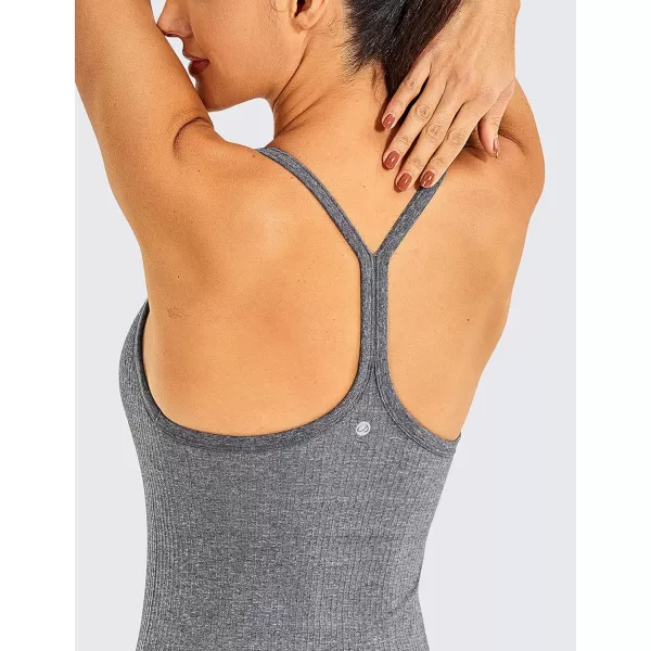 CRZ YOGA Seamless Workout Tank Tops for Women Racerback Athletic Camisole Sports Shirts with Built in BraLight Grey