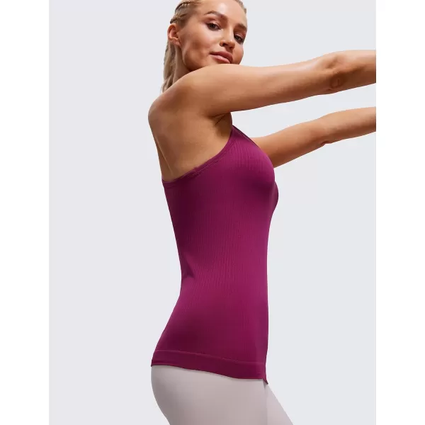 CRZ YOGA Seamless Workout Tank Tops for Women Racerback Athletic Camisole Sports Shirts with Built in BraMagenta Purple